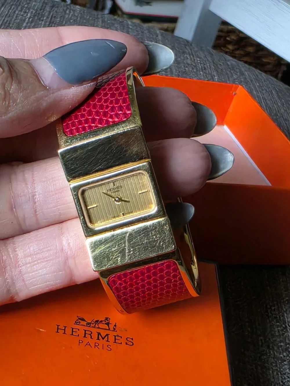 Authentic Hermes Loquet Bangle Bracelet Watch
